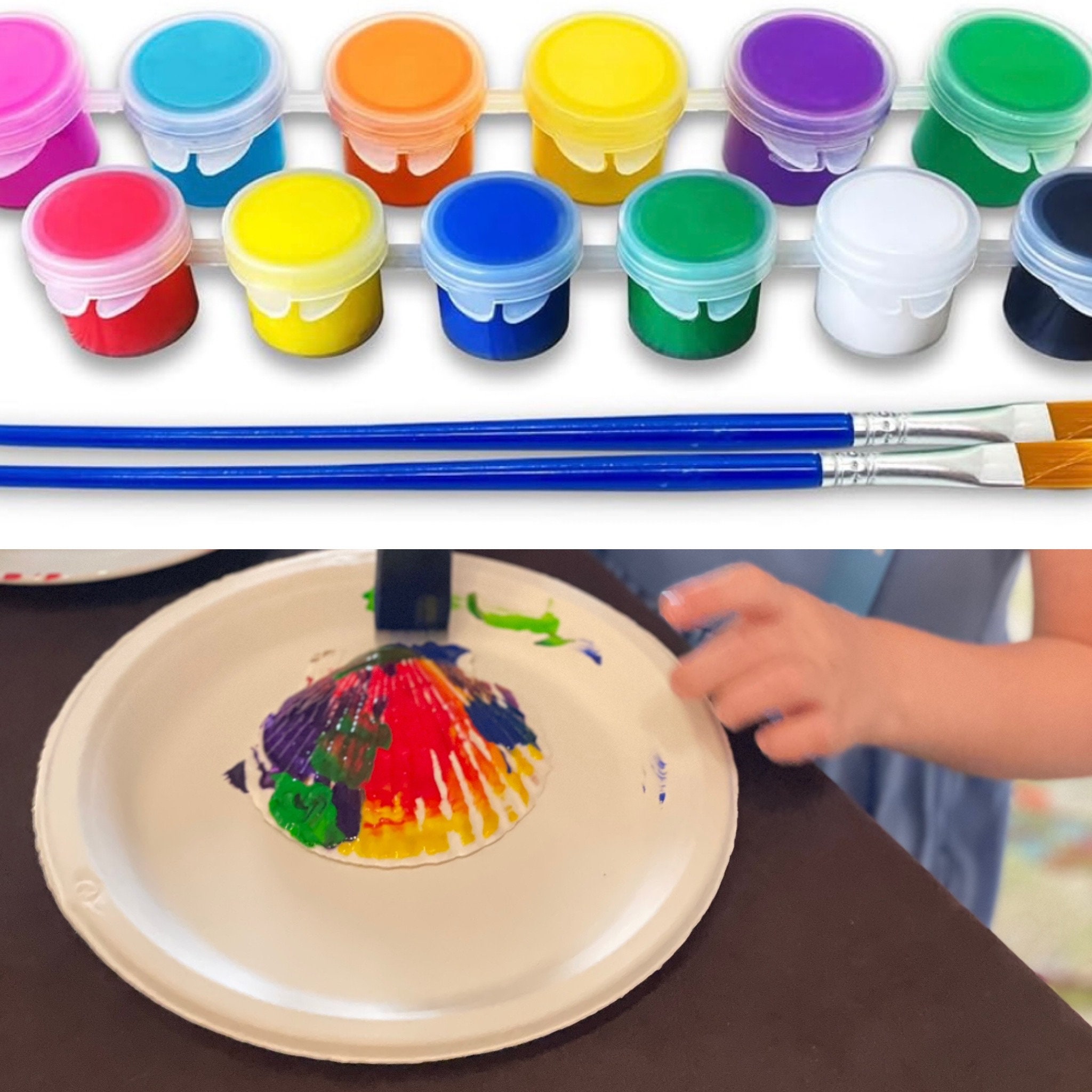 GD HUA Kit Creativo Per Dipingere Conchiglie E Pietre Per Bambini, Con Colori Fosforescenti, Pennelli E Adesivi - 3
