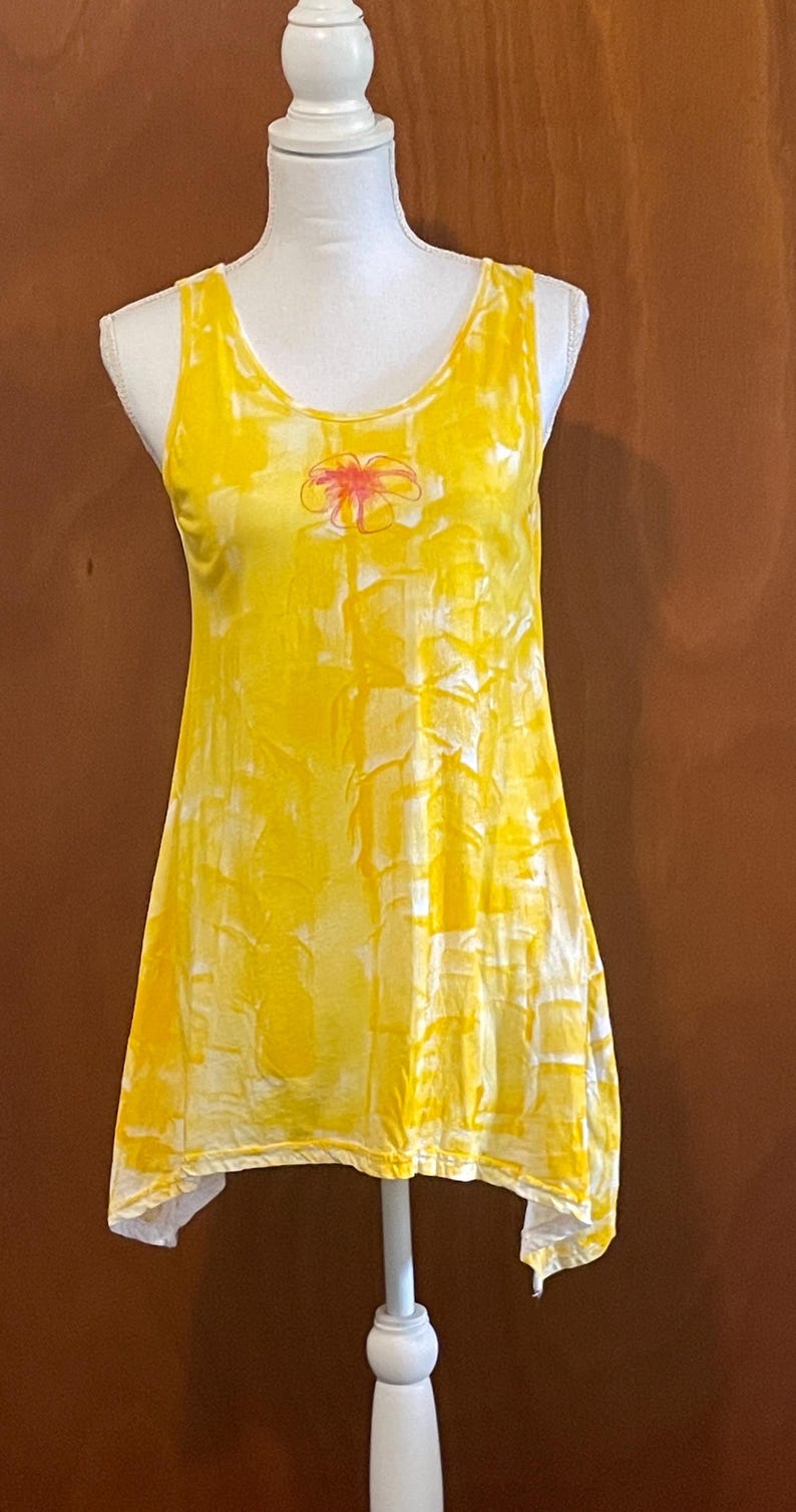 plumeria tunic on yellow