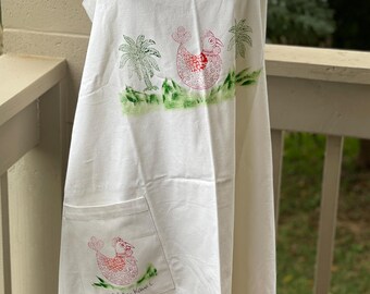 Unisex Pull Over pocket Apron Hand painted apron Kauai Hawaii Apron Cooking BBQ Gardening Crafts Free Personalization House warming gift