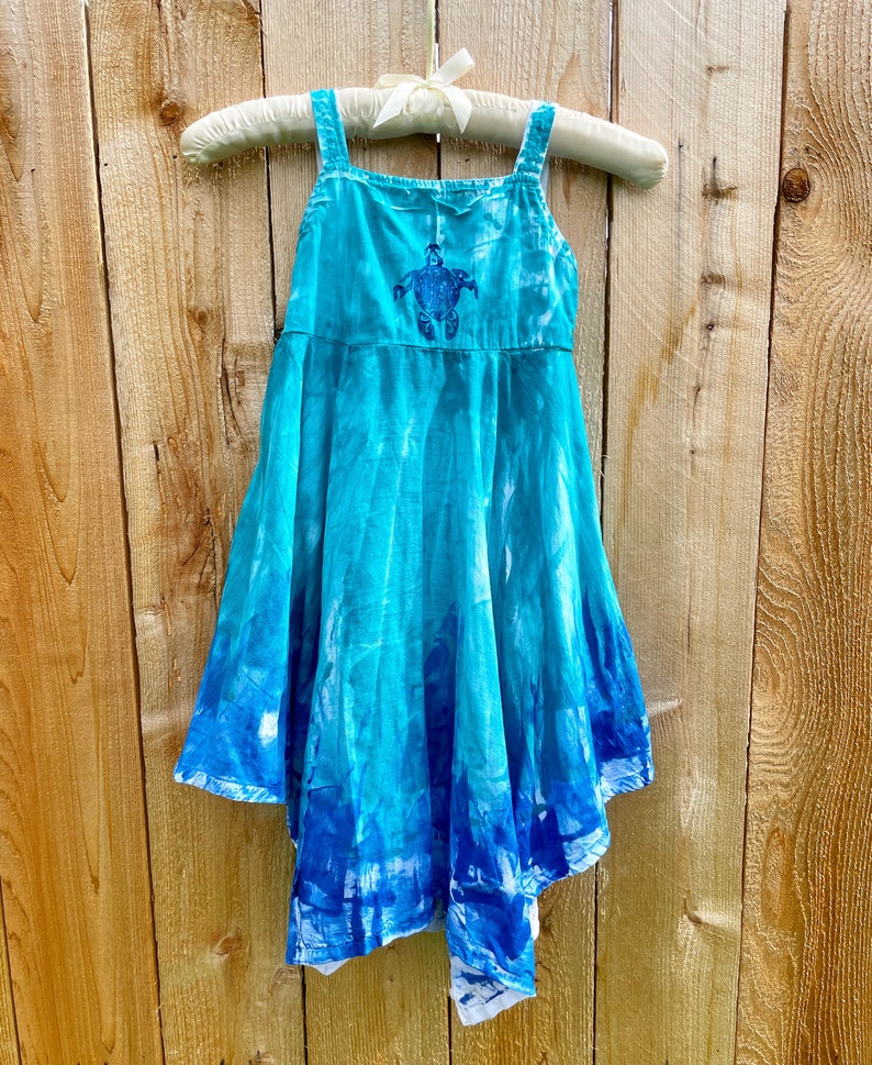 Girls Twirl Dress 2T-8 Ombre Dress Kauai Hawaii Hand Painted Dress Cotton Dress Birthday Dress Valentines Day under the sea blue