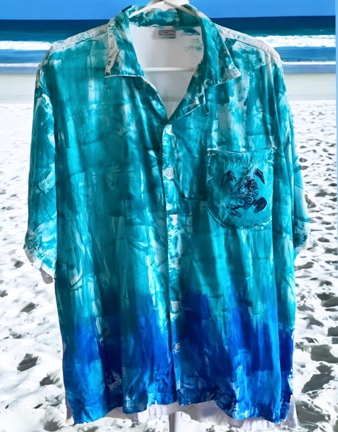 Rayon Hawaiian Aloha Watercolors Palms Shirt