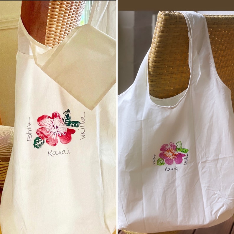 Hawaii gift Tote Bag Kauai Farmers Market Cotton Shopping Bag Hand Painted Bag Kauai Gift Beach Bag image 2