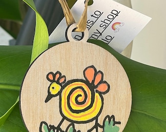Hand-Painted Kauai Wood Ornament: Personalized Hawaiian Easter Xmas Decor
