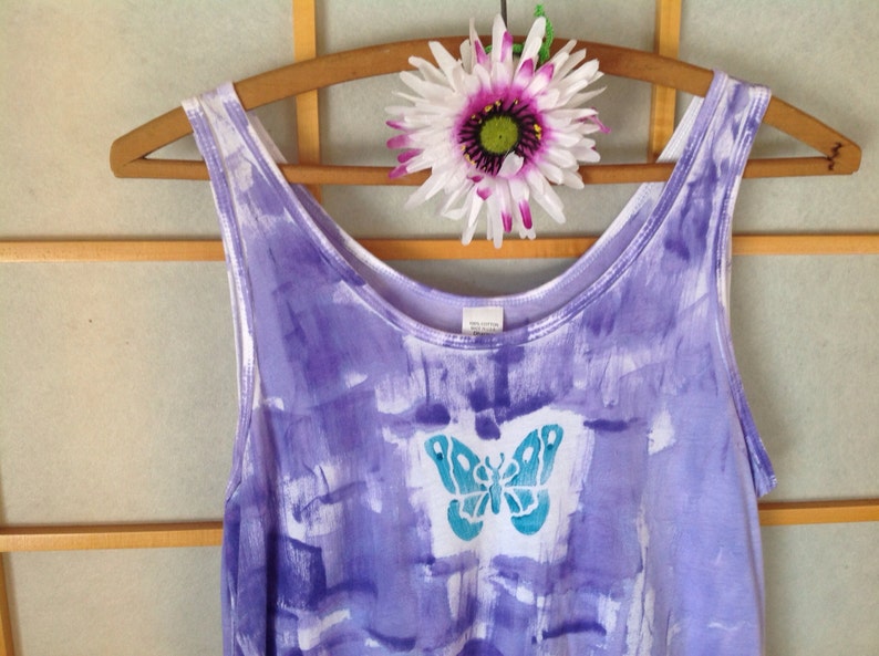 Tunic Legging Set Tank Tunic Woman Fashion S-3X Cotton Workout Top Hand Painted Kauai Hawaii butterfly