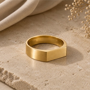 Rectangular Signet Ring, 6 Mm Top with Slim 1 Mm Shank