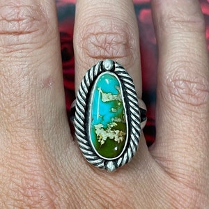 Sterling silver Royston turquoise ring size 7 Handmade southwest ring