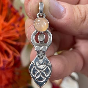 Sterling silver Goddess pendant jewelry with moonstone