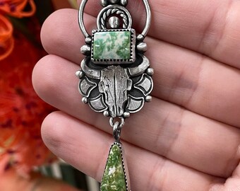 Pilot mountain turquoise necklace handmade in sterling silver southwestern one of a kind Boho