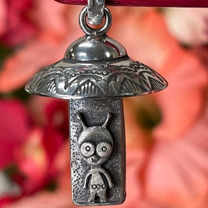UFO with alien handmade in sterling silver