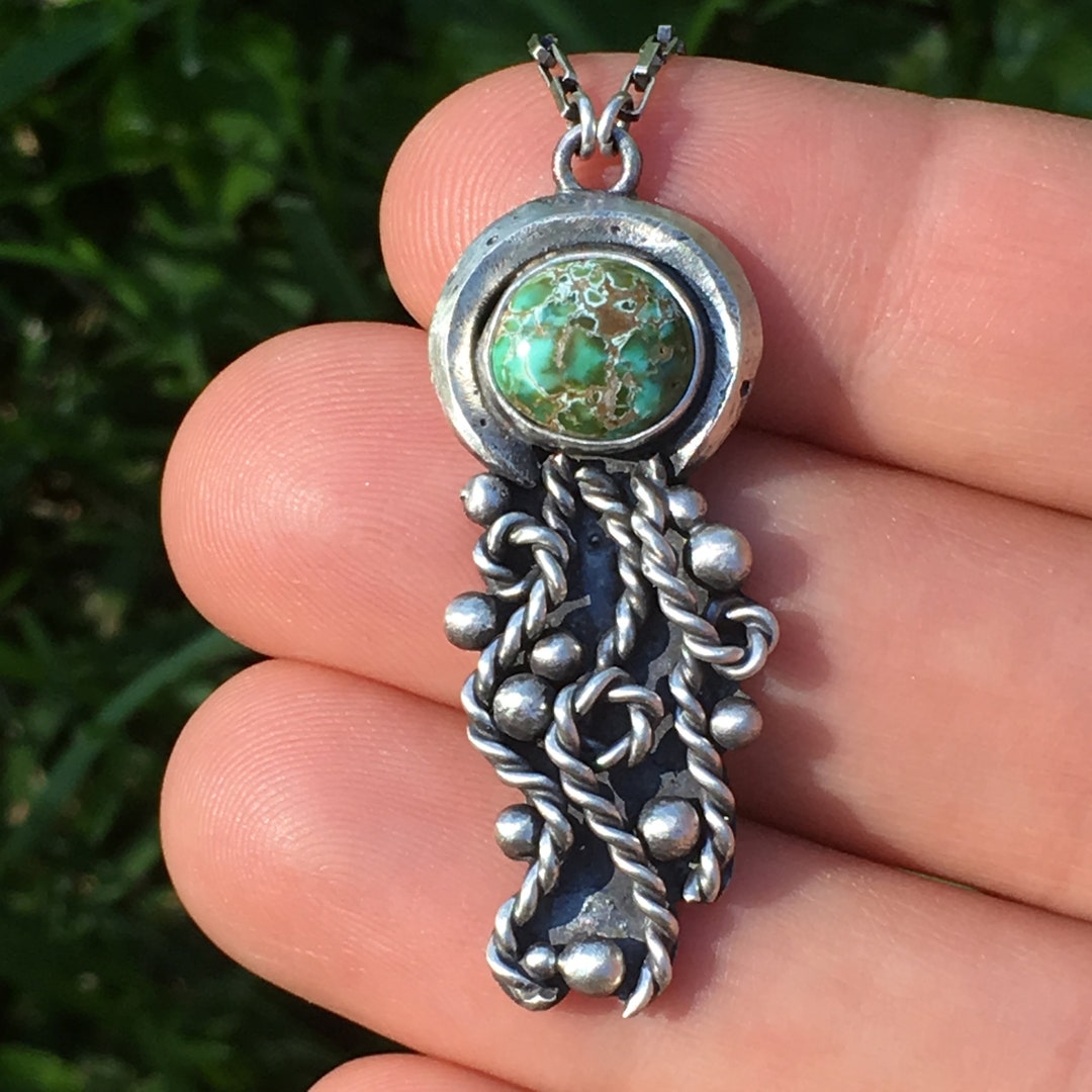 Jellyfish Necklace With Carico Lake Turquoise Etsy
