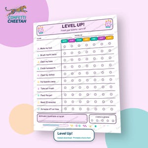 Level Up Kids Chore Chart | Printable Quest Log Reward System (Digital Download)