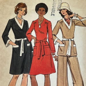 Super Stylish 1970s Sewing Pattern for a dress or pantsuit, Butterick 3202, Size 12, Bust 34