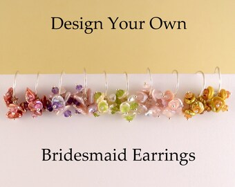 Bridesmaid Earrings, Design Your Own, Keishi Pearl, Flower Blossom, Garden Wedding, Sterling Silver Jewelry, Free Shipping