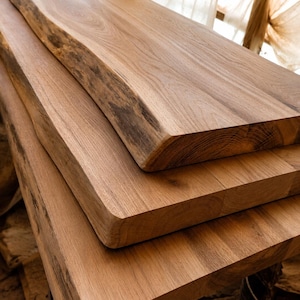 Live Edge Oak Slab: 40-45 mm tjocka gör-det-själv ekmöbelbrädor