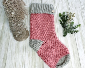 Christmas Stocking, Holiday Stocking, Hand Crocheted Stocking, Classic Christmas Stocking