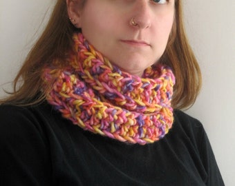 Crocheted Infinity Scarf, Chunky Cowl, Neck Warmer