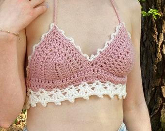 Halter Top, Crochet Crop Top, Festival Top, Crochet Bralette