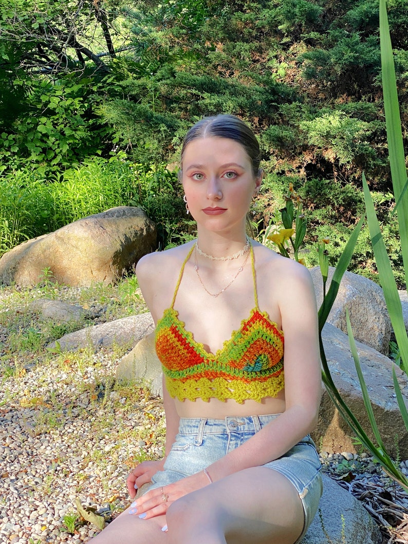 Halter Top, Crochet Crop Top, Festival Top, Crochet Bralette image 5