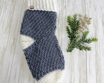 Christmas Stocking, Holiday Stocking, Hand Crocheted Stocking, Classic Christmas Stocking