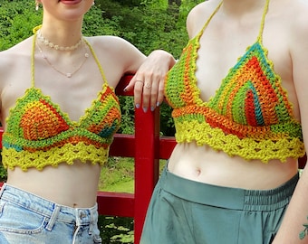 Halter Top, Crochet Crop Top, Festival Top, Crochet Bralette