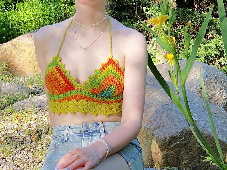 Halter Top, Crochet Crop Top, Festival Top, Crochet Bralette image 6