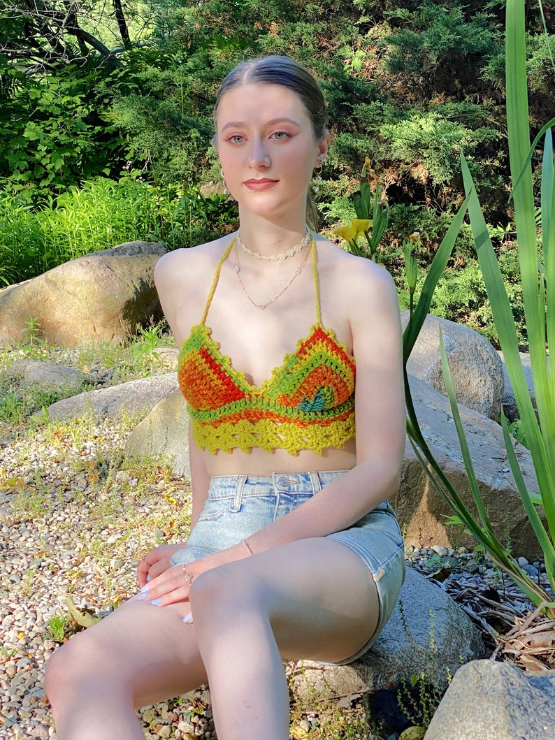 Halter Top, Crochet Crop Top, Festival Top, Crochet Bralette image 2