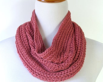 Infinity Scarf  Cowl  Neckwarmer Rose Pink Crocheted