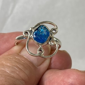 Natural blue Apatite ring size 10 in sterling silver