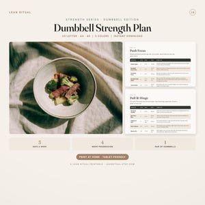 Dumbbell Workout Plan Printable | 4 Week Home Strength Training Program, Beginner Weight Routine | Fitness PDF Instant Download