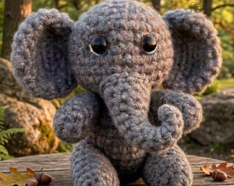 Crochet Elephant Amigurumi Pattern, Easy Beginner Toy PDF (Digital Download)