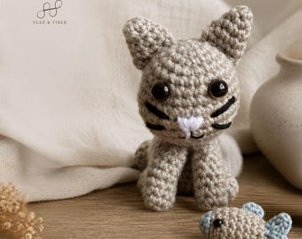 Cat Crochet Pattern, Amigurumi PDF, Beginner, Kitty With Fish, Easy 2 in 1, Instant Download