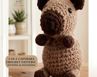 Capybara Crochet Pattern, 2-in-1 Sitting and Standing Amigurumi PDF