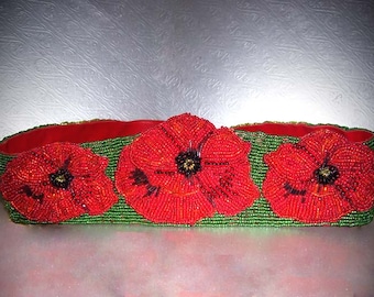 Poppy Bead Embroidered Belt