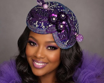 Purple half hat fascinator