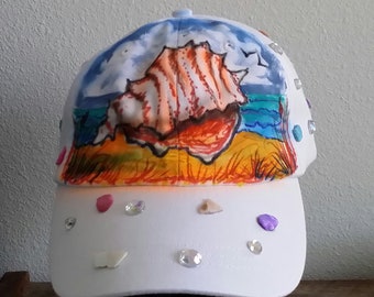 Summer Ocean Beach Starfish Conch Classic Baseball Cap Men Women Dad Hat Twill Adjustable Size Black