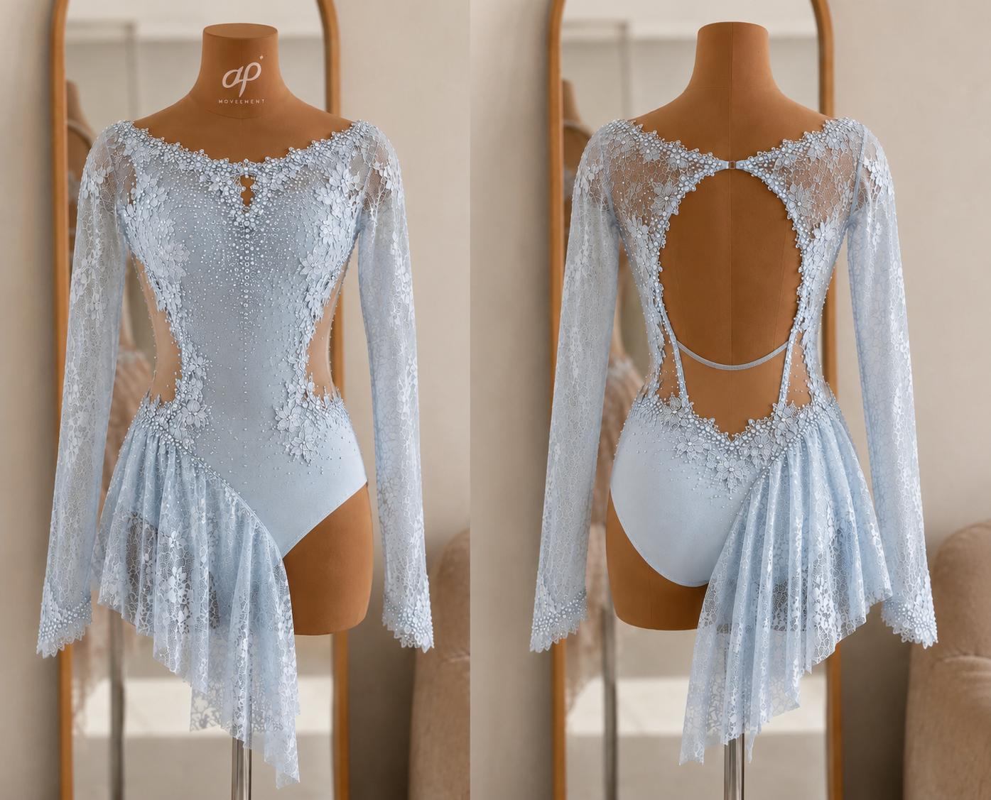 Lyrical/Contemporary Dance Costume Lacy Rhinestone Custom Costume Jazz