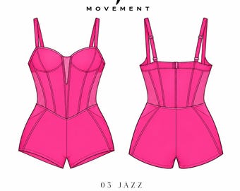 Dance Costume Base – Jazz Musical Theatre Competition Stage Performance Outfit - No Rhinestones Hot Pink