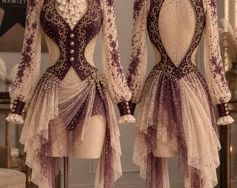 Lyrical/Contemporary Dance Costume Lacy Rhinestone Costume Jazz Sleeveless - Custom Hamilton Piece, Mesh Added