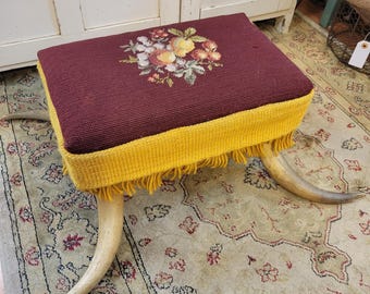 Vintage / Antique Steer Horn Foot Stool