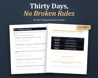 30-Day Trading Discipline Tracker, Stop Breaking Your Rules, Printable PDF, Instant Download