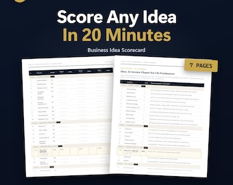 Business Idea Scorecard | Startup Decision Tool | Notion | Google Sheets, Instant Download