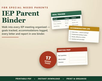 IEP Parent Binder | Goal Tracker, Accommodation Log (Instant Download)