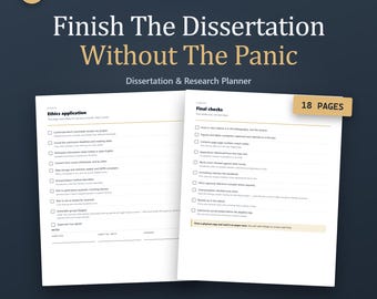 Dissertation Planner Printable, Thesis Organiser, Research Project Template (PDF Download)