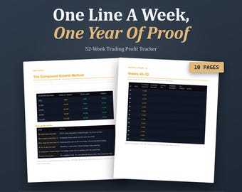 52-Week Trading Profit Tracker | Forex, Stocks Account Growth (Printable PDF)