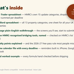 MTD Spreadsheet 2026/27 Landlord Bookkeeping HMRC | MTD Survival Kit | Excel Google Sheets image 2
