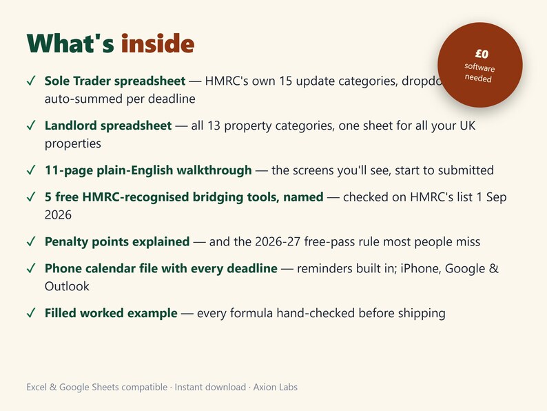 MTD Spreadsheet 2026/27 Landlord Bookkeeping HMRC | MTD Survival Kit | Excel Google Sheets image 2