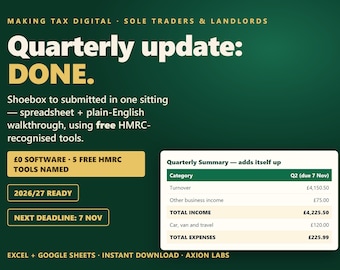 Making Tax Digital Spreadsheet 2026/27 Sole Trader | MTD Survival Kit | Excel Google Sheets