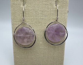 Cape Amethyst and Sterling Silver Hammered Drops