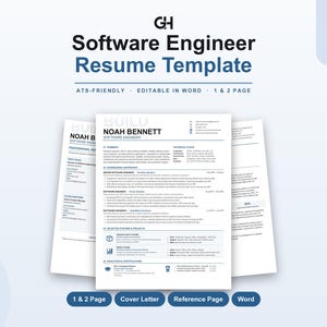 Software Engineer Resume Template | ATS-Friendly Tech CV Bundle (Word)