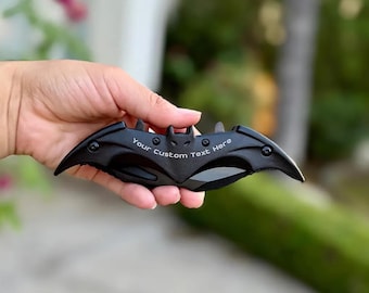 Personalized BAT Pocket Knife | Custom Engraved Groomsmen Gift for Him Dad Men Birthday Cosplay costume superhero gift nerd gamer Knife Gift
